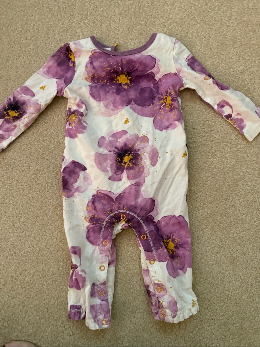 Burt’s Bees Purple Floral Baby Footie One-Piece Romper